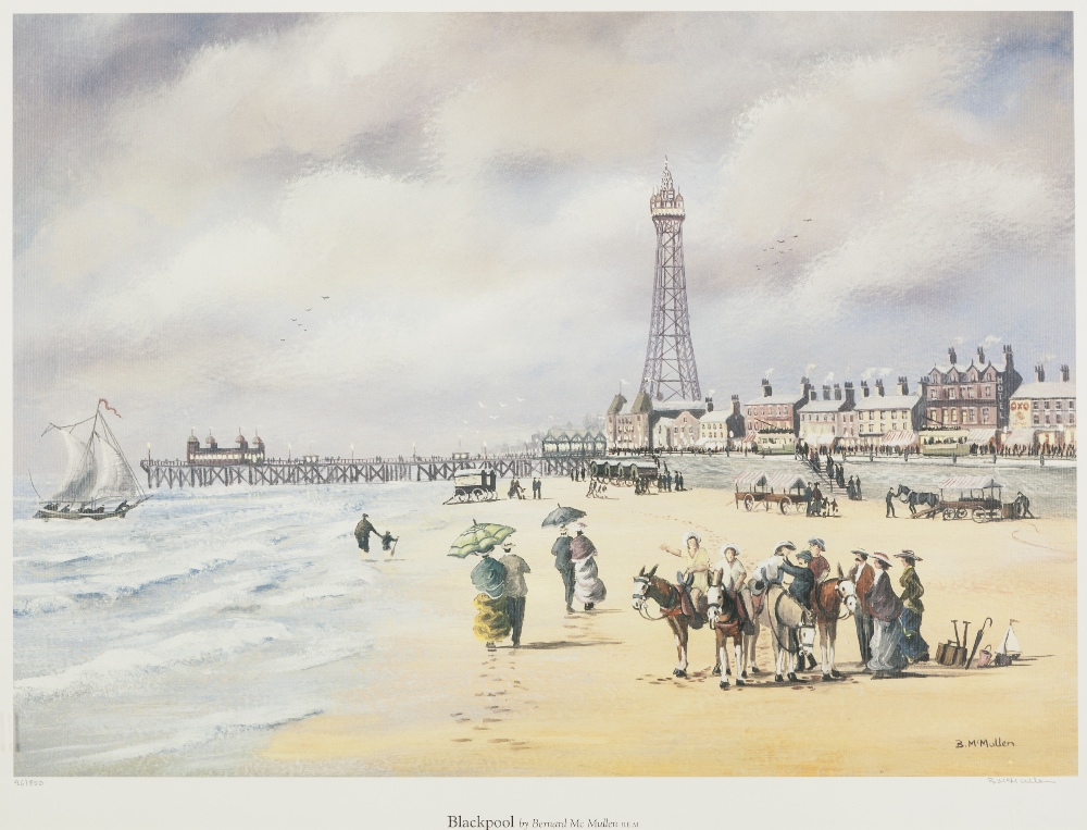 BERNARD McMULLEN ARTIST SIGNED LIMITED EDITION COLOUR PRINT 'Blackpool', (26/850) 14" x 19 ½" (35.