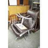 LEATHER STYLISH DESIGN LOUNGE CHAIR AND MATCHING FOOTSTOOL