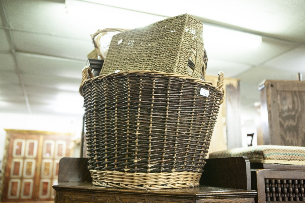 A QUANTITY OF WICKER BASKETS