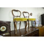 PAIR OF VICTORIAN MAHOGANY BALLOON BACK DINING CHAIRS, CARVED DETAIL OVER PAD SEAT, WITH CABRIOLE