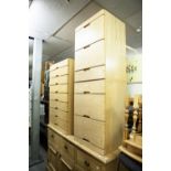 MODERN CHEST OF EIGHT DRAWERS AND TWO MATCHING CHESTS OF THREE DRAWERS