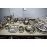 VINERS STAINLESS STEEL TEA AND COFFEE SET, OTHER STAINLESS STEEL WARES AND AN ELECTROPLATE