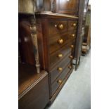 A VICTORIAN TALL MAHOGANY CHEST OF TWO SHORT AND FOUR LONG DRAWERS