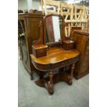 TWENTIETH CENTURY MAHOGANY DUCHESS DRESSING TABLE, WITH ONE LONG DRAWER AND FOUR SHORT DRAWERS AND