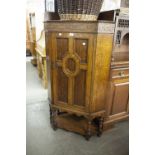 1930'S OAK JACOBEAN REVIVAL FLOOR STANDING CORNER CUPBOARD