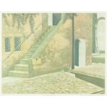 DEREK WILKINSON (1929-2001) ARTIST SIGNED LIMITED EDITION COLOURED PRINT 'Chapel Steps' (3/45)