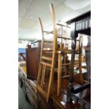 A PAIR OF EDWARDIAN MAHOGANY SMALL SIDE CHAIRS, WITH INSET CANE SEAT; A MAHOGANY INLAID DOUBLE BED