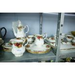 ROYAL ALBERT 'OLD COUNTRY ROSES' TO INCLUDE; COFFEE POT, MILK JUG, CUPS, SAUCERS, SANDWICH TRAY,