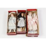 THREE 'MANSTER GIFT WARE' 'THE VICTORIAN DOLL COLLECTION', PORCELAIN DOLLS, and FIVE VARIOUS
