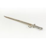 NINETEENTH CENTURY FRENCH SWORD BAYONET, with slightly curbed single edge blade, inscribed 'Mre