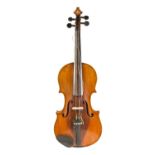 UNBRANDED VIOLIN, with 14" two part back, bow