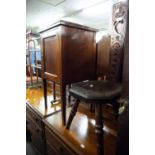 A CARVED WOODEN 'SPINNING CHAIR# A TOWEL RAIL, AND TWO BEDSIDE CABINETS