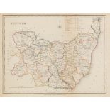 THREE ETCHINGS to include A MAP OF SUFFOLK drawn and engraved for Lewis' topographical dictionary by