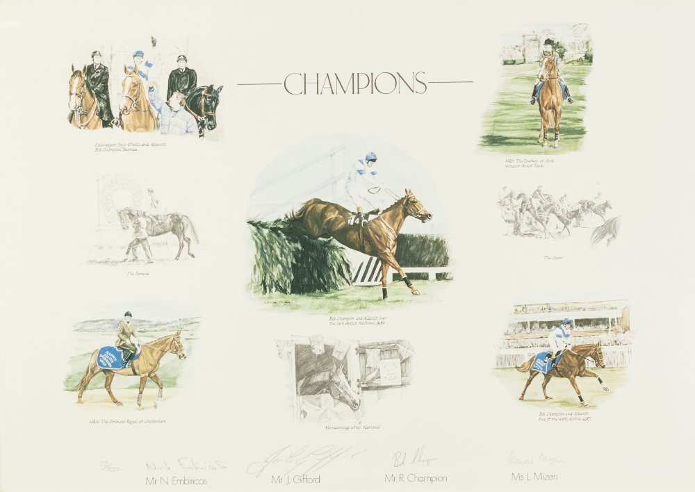 SIGNED COLOUR PRINT 'PEBBLES', Chestnut filly 1981, 'CHAMPIONS' signed limited edition print 73/850, - Image 3 of 3