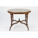 S&H JEWELL, HOLBORN, VICTORIAN MARQUETRY AND LINE INLAID ROSEWOOD CENTRE TABLE, the octagonal top