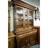 VICTORIAN MAHOGANY LIBRARY BOOKCASE WITH SPLIT SPINDLE DECORATION