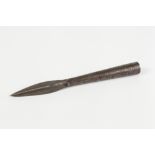 INTERESTING AGED POSSIBLY MIDDLE EASTERN SPEAR OR JAVELIN HEAD, the tapering, tubular ferrule