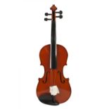 'WINDSOR' VIOLIN (as new) with 14" one piece back, with bow and black canvas covered hard vase