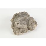 CARVED STONE RAM'S HEAD, 4 1/2" x 4" 911.4cm x 10.2cm) approximately