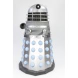 GREY AND BLUE PAINTED FIBREGLASS MODEL OF A DALEK, with plastic, white metal and mesh detail and