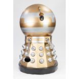 GOLD AND SILVER PAINTED MANUFACTURED BOARD AND FIBREGLASS MODEL OF AN EMPEROR TYPE DALEK, with