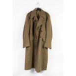 MILITARY WOOL OVERCOAT, labelled 'Greatcoat Dismounted, 1951, size 6, 5ft 7" - 5ft 8"', Osband Bros.