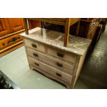 VICTORIAN CHEST OF DRAWERS WITH MARBLE TOP, TWO SHORT AND TWO LONG DRAWERS