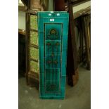 PAIR OF EARLY 1900s VERTICAL RECTANGULAR TURQUOISE BLUE GLAZED CERAMIC TILE APPLIED PANELS IN THE