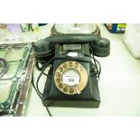 VINTAGE BLACK TELEPHONE WITH DIAL (ADAPTED FOR USE)