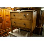 SMALL OAK TWO DRAWER ARTS & CRAFTS STYLE CHEST OF DRAWERS