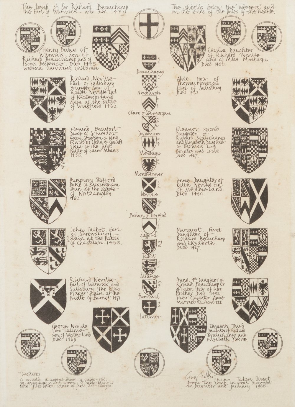 SEVEN PRINTS TO INCLUDE: SHIELDS RELATING TO 'WEEPERS' OF THE TOMB OF SIR RICHARD BEAUCHAMP QUEEN - Image 3 of 7