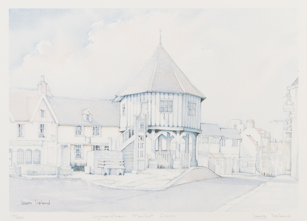 TWO SIGNED LIMITED EDITION PRINTS: LAURA IRELAND WYMONDHAM MARKET CROSS 10/250 SAM CHADWICK APPLE- - Image 2 of 2