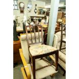 HEPPLEWHITE STYLE MAHOGANY SINGLE CHAIR WITH CARVED THREE RAIL BACK, WOOLWORK TAPESTRY DROP-IN SEAT