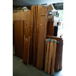 PAIR OF 3' TEAK PANEL BEDSTEADS WITH SLATTED WOOD BASES