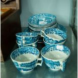 SPODE 'ITALIAN' BLUE AND WHITE POTTERY TEA WARES