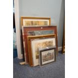 FOUR FRAMED 'L S LOWRY PRINTS', HELEN BRADLEY 'WAITING FOR GRANDPA' PRINT AND FIVE OTHER PRINTS (