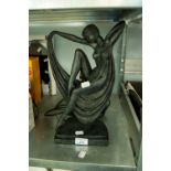 MODERN ART DECO STYLE RESIN FEMALE FIGURE TABLE LAMP