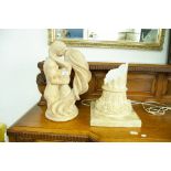 MODERN PLASTER GROUP, 'THE KISS', ON MATCHING CLASSICAL PEDESTAL FLOOR STAND