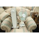 HYUNDAI OIL FILLED UPRIGHT RADIATOR AND A TABLE TOP ELECTRIC FAN