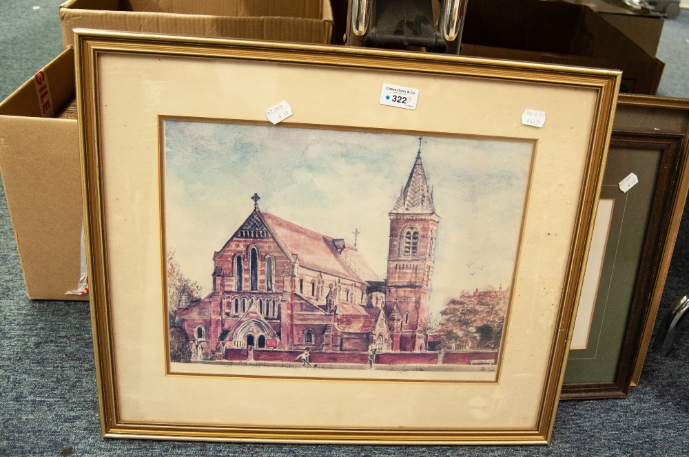 SEVEN PRINTS, ST ELIZABETH'S CHURCH, REDDISH BY A.LEE 1984 ETC