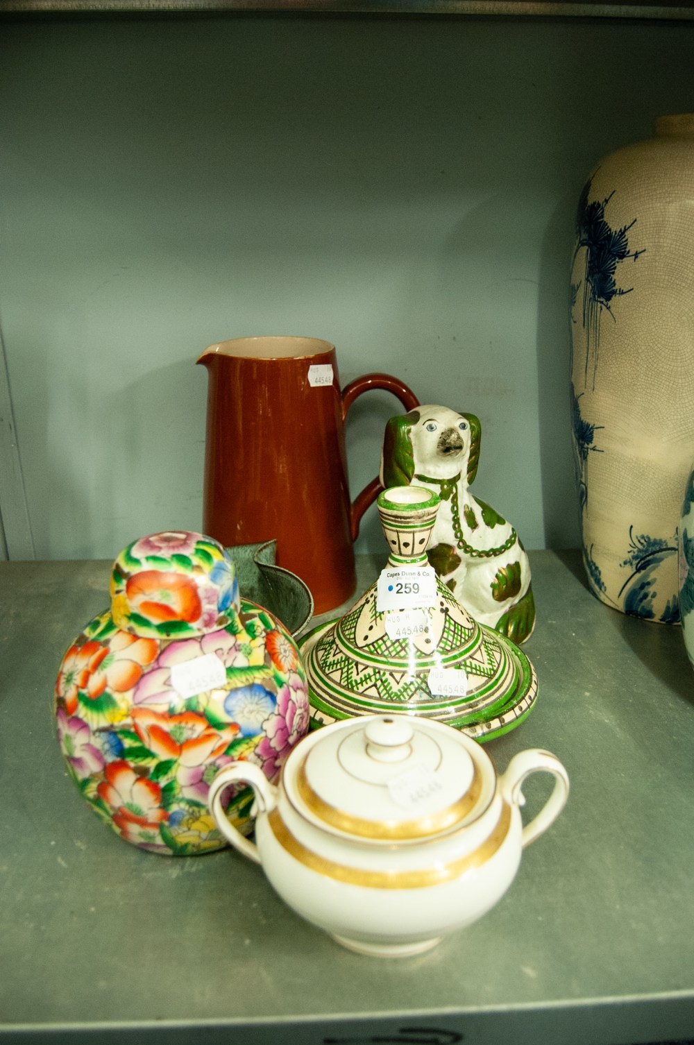 A COLLECTION OF CERAMICS TO INCLUDE; A GERMAN STUDIO POTTERY SHAPED BOWL, A MINIATURE TERRACOTTA