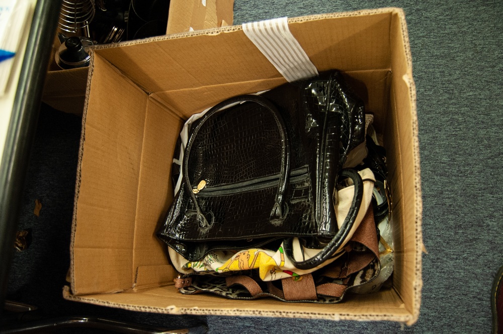 LARGE QUANTITY OF VARIOUS BAGS AND BELTS, CONTENTS OF ONE BOX