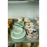 ALLERTONS CHINA GAUDY WELSH STYLE SET OF FOUR SMALL TEACUPS, FOUR SAUCERS AND TWO SIDE PLATES, AN