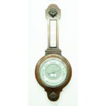 A MID TWENTIETH CENTURY OAK CASED BANJO WALL BAROMETER