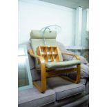 IKEA BENTWOOD CANTILEVER FIRESIDE ARMCHAIR WITH CUSHION BACK SEAT