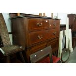 A MAHOGANY INLAID TALLBOY OF TWO SHORT OVER TWO LONG DRAWERS AND CUPBOARDS BELOW