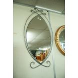 LOZENGE SHAPED WALL MIRROR IN WIRE PATTERN METAL FRAME