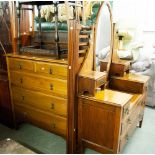 QUALITY VICTORIAN MAHOGANY CHEST OF DRAWERS AND MATCHING DRESSING TABLE WITH OVAL SWING MIRROR