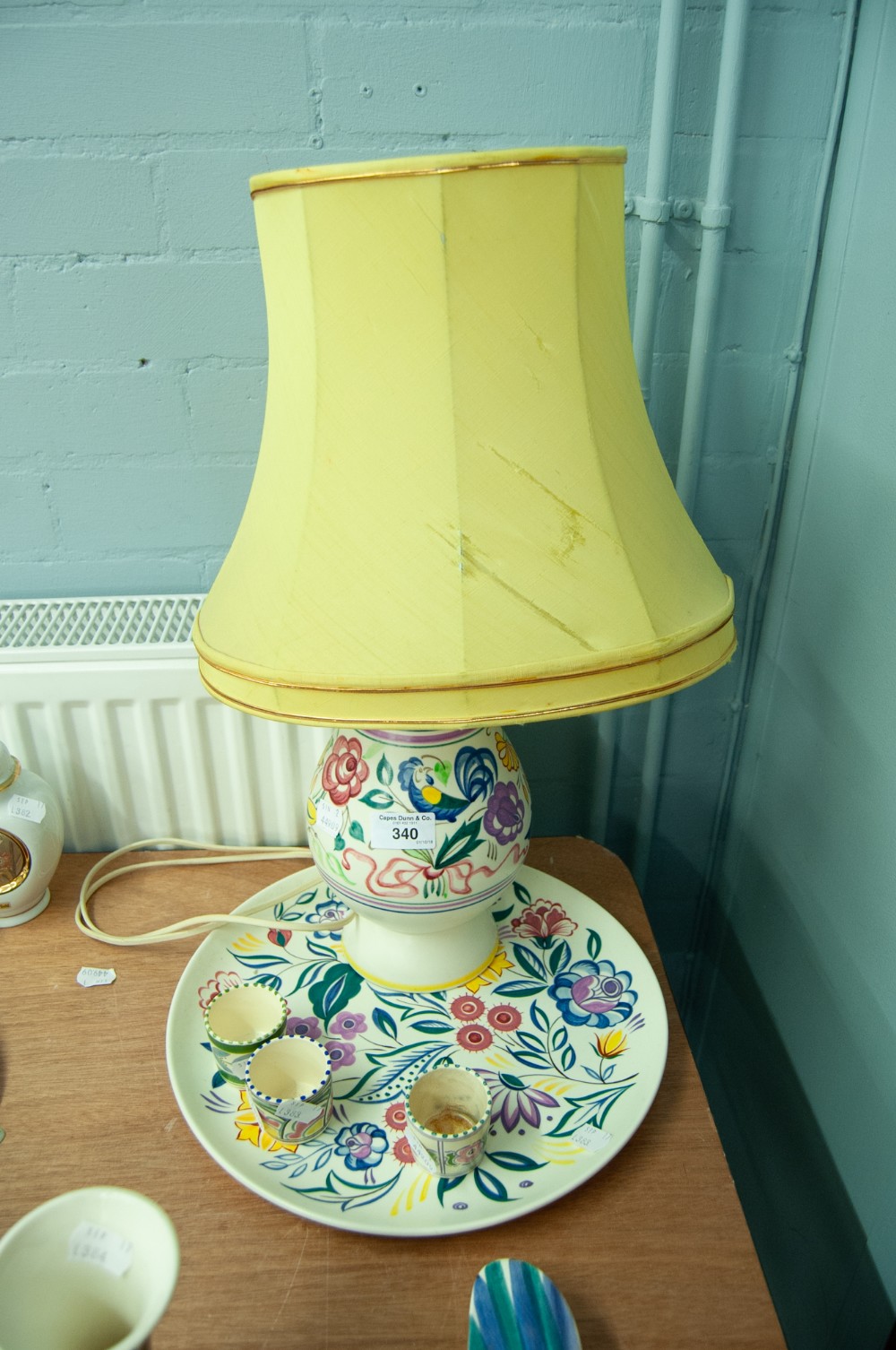 POOLE POTTERY TABLE LAMP AND PLAQUE