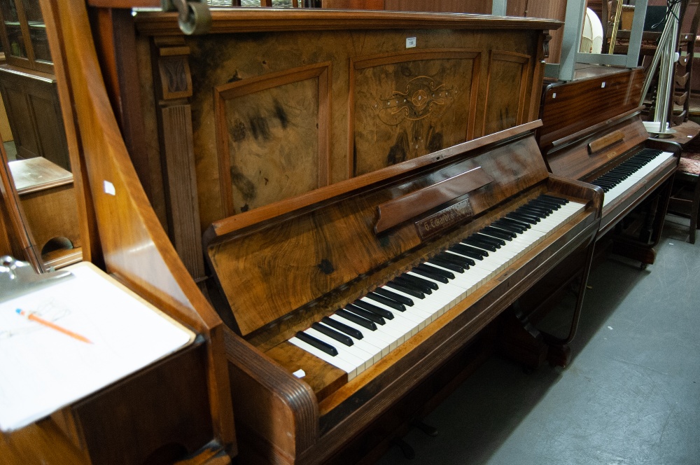 G. ECKARDT AND SOHN, STUTTGART, INLAID WALNUT UPRIGHT PIANOFORTE, IRON FRAMED AND OVERSTRUNG